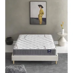 Ensemble Matelas Ressorts + Sommier 160x200cm, Essem 25cm D’épaisseur Et Sommier Tissu Blanc -Sominova Soldes Boutique ensemble matelas sommier 9258873