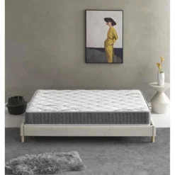 Ensemble Matelas Ressorts + Sommier 160x200cm, Essem 25cm D’épaisseur Et Sommier Tissu Blanc -Sominova Soldes Boutique ensemble matelas sommier 9258875