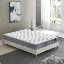 Ensemble Matelas Ressorts + Sommier 180x200cm, Galice 25cm D’épaisseur Et Sommier Tissu Blanc -Sominova Soldes Boutique ensemble matelas sommier 9259011