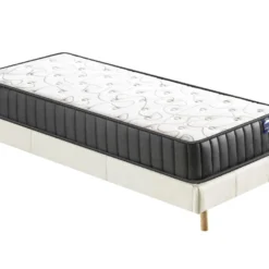 Ensemble Matelas Mousse + Sommier 90x190 Cm, Orionis 22cm D’épaisseur Et Sommier Tissu Blanc