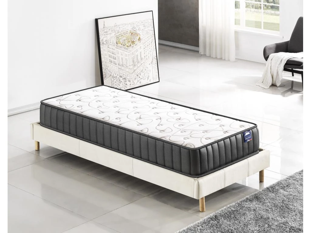 Ensemble Matelas Mousse + Sommier 90x190 Cm, Orionis 22cm D’épaisseur Et Sommier Tissu Blanc 4 Ensemble Matelas Mousse + Sommier 90x190 Cm, Orionis 22cm D’épaisseur Et Sommier Tissu Blanc – Image 2