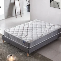 Ensemble Matelas Ressorts + Sommier 160x200cm, Essem 25cm D’épaisseur Et Sommier Tissu Gris -Sominova Soldes Boutique ensemble matelas sommier 9259211