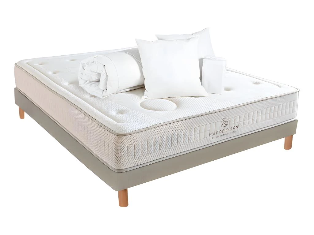 NUIT DE COTON | Pack Prêt à Dormir PRELUDE 2.0 140x190 Cm | Matelas Latex + Sommier + Accessoires | Mi-ferme 3 NUIT DE COTON | Pack Prêt à Dormir PRELUDE 2.0 140x190 Cm | Matelas Latex + Sommier + Accessoires | Mi-ferme