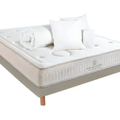 NUIT DE COTON | Pack PrĂȘt Ă Dormir PRELUDE 2.0 140x200 Cm | Matelas Latex + Sommier + Accessoires | Mi-ferme