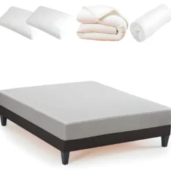 BELLECOUR LITERIE | Pack Prêt à Dormir INSPIRATION 160x200 Cm | Matelas Mémoire De Forme + Sommier + Accessoires