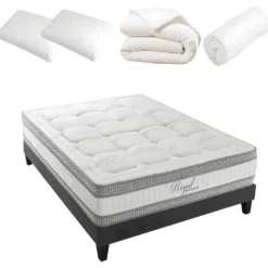 HYPSOM | Pack Prêt à Dormir ROYAL 5* 140x190 Cm | Matelas Mémoire De Forme + Sommier + Accessoires
