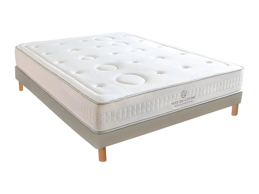 NUIT DE COTON | Ensemble PRELUDE 2.0 140x190 Cm | Matelas Latex 100% Naturel + Sommier Bois | Mi-ferme 3 NUIT DE COTON | Ensemble PRELUDE 2.0 140x190 Cm | Matelas Latex 100% Naturel + Sommier Bois | Mi-ferme