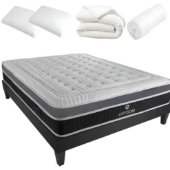 HYPSOM | Pack Prêt à Dormir ELEGANCE 160x200 Cm | Matelas Mémoire De Forme + Sommier + Accessoires