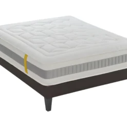 BELLECOUR LITERIE | Ensemble GRAND HOTEL 140x190 Cm | Matelas Mémoire De Forme + Sommier Bois | Ferme