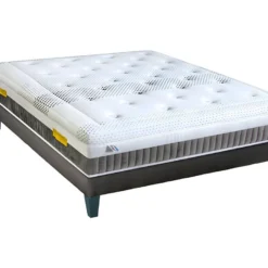 OLYMPE LITERIE | Ensemble DELPHES 140x190 Cm | Matelas Mémoire De Forme + Sommier Bois | Ferme