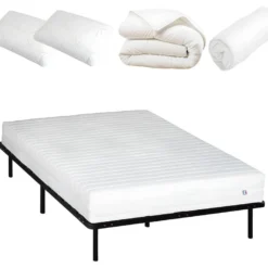 Sominova Soldes Boutique 24 OLYMPE LITERIE | Pack Prêt à Dormir EGIO 160x200 Cm | Matelas Latex Like + Sommier Métal + Accessoires