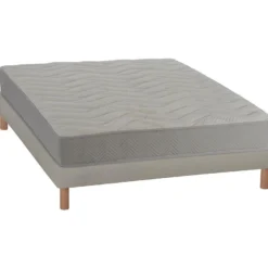 NUIT DE COTON | Ensemble PRELUDE 140x200 Cm | Matelas Latex Naturel + Sommier Bois | Ferme