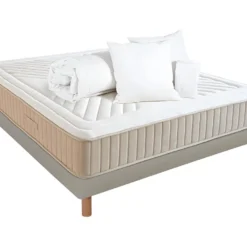 NUIT DE COTON | Pack Prêt à Dormir SYMPHONIE 2.0 160x200 Cm | Matelas Mémoire De Forme + Sommier + Accessoires | Ferme