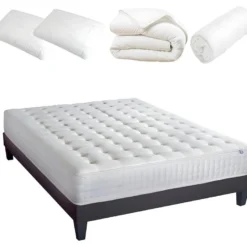 OLYMPE LITERIE | Pack Prêt à Dormir APOLLON 140x190 Cm | Matelas Mémoire De Forme + Sommier + Accessoires