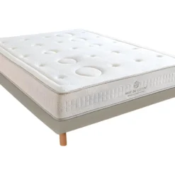 NUIT DE COTON | Ensemble PRELUDE 2.0 160x200 Cm | Matelas Latex 100% Naturel + Sommier Bois | Mi-ferme