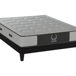OLYMPE LITERIE | Ensemble CESAR 140x200 Cm | Matelas Mémoire De Forme + Sommier Bois | Ferme