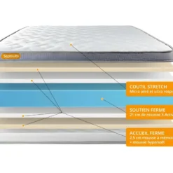 Matelas 90x190 Memo Zen Mousse à Mémoire De Forme 5 Zones De Confort MAXI épaisseur -Sominova Soldes Boutique matelas 10312219