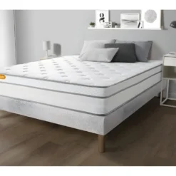 Matelas 160x200 Memo Luxe Ressorts Ensachés + Mémoire De Forme 5 Zones De Confort MAXI épaisseur