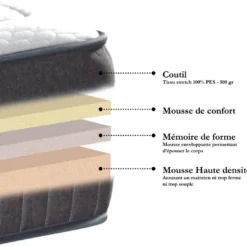 BELLECOUR LITERIE | Matelas COLOMBE 160x200 Cm | Mousse à Mémoire De Forme | Soutien Ferme 9 BELLECOUR LITERIE | Matelas COLOMBE 160x200 Cm | Mousse à Mémoire De Forme | Soutien Ferme -Sominova Soldes Boutique matelas 10398767