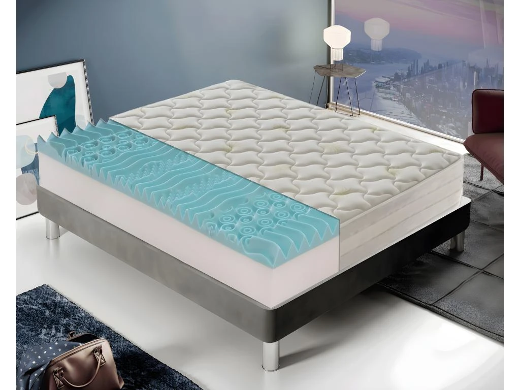 Matelas En Mousse à Mémoire De Forme - 9 Zones Différentes - Haut 25 Cm - Housse Amovible En Aloès 80x200 Cm 3 Matelas En Mousse à Mémoire De Forme - 9 Zones Différentes - Haut 25 Cm - Housse Amovible En Aloès 80x200 Cm