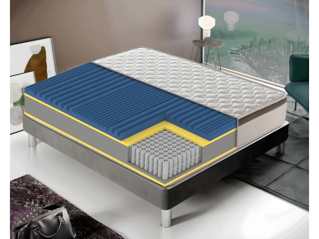 Matelas Ressorts Ensachés 1600 - Housse Anatomique - 7 Zones De Confort 80x200 Cm 3 Matelas Ressorts Ensachés 1600 - Housse Anatomique - 7 Zones De Confort 80x200 Cm