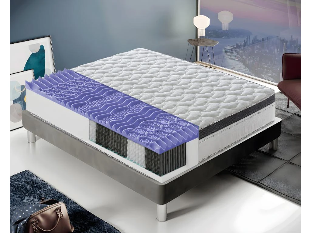 Matelas à Ressorts Ensachés - 800 Ressorts Ensachés - Hauteur 27 Cm - 13 Zones De Confort 200x200 Cm 3 Matelas à Ressorts Ensachés - 800 Ressorts Ensachés - Hauteur 27 Cm - 13 Zones De Confort 200x200 Cm