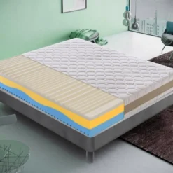 Matelas à Mémoire De Forme, 3 Couches, Déhoussable, 5 Cm De Mousse à Mémoire De Forme, 7 Zones De Confort 200x200 Cm