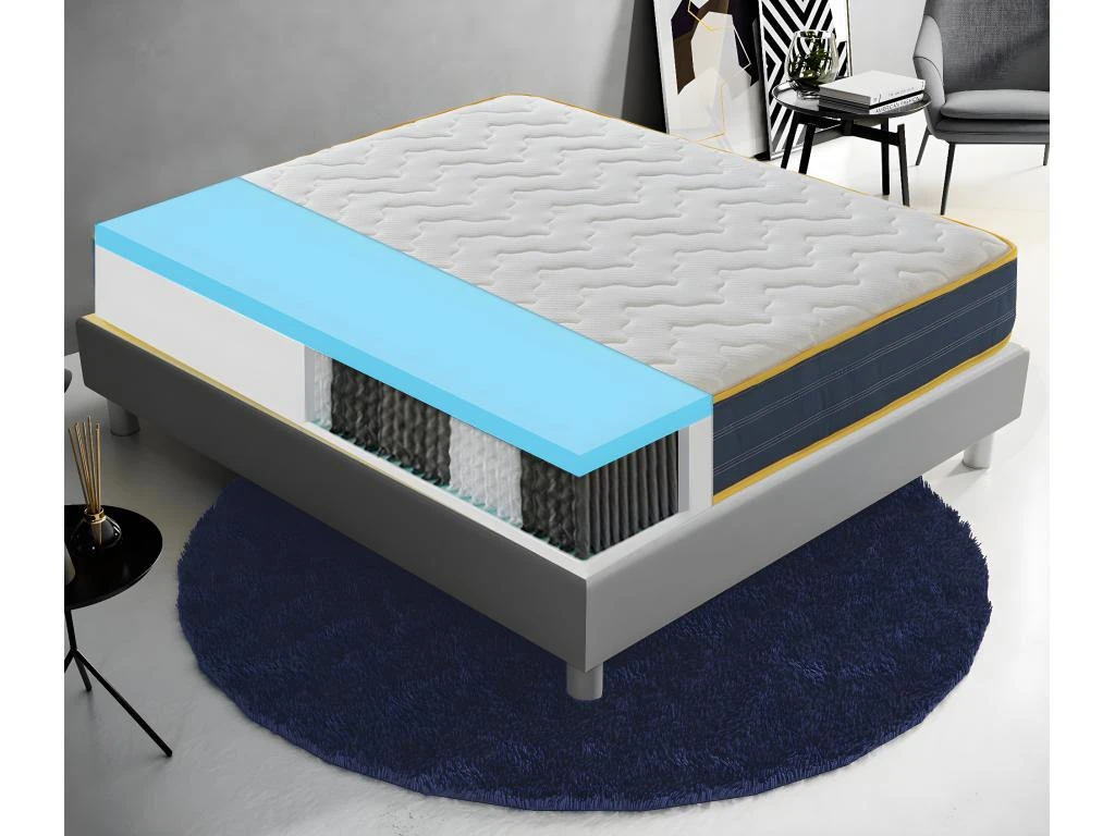 Matelas Ressorts Ensachés Et Mousse Mémoire à 9 Zones Différenciées - 23 Cm De Hauteur - Anatomique 135x190 Cm 3 Matelas Ressorts Ensachés Et Mousse Mémoire à 9 Zones Différenciées - 23 Cm De Hauteur - Anatomique 135x190 Cm
