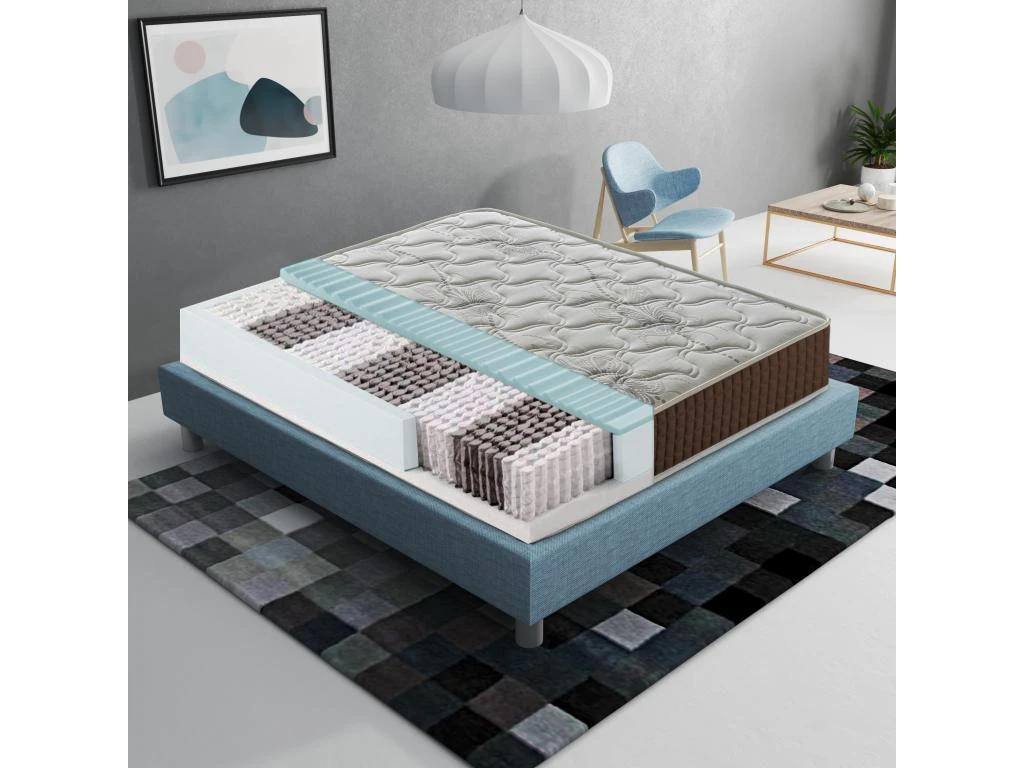 Matelas à Ressorts Ensachés Et Mousse à Mémoire - Hauteur 23 Cm 200x200 Cm 3 Matelas à Ressorts Ensachés Et Mousse à Mémoire - Hauteur 23 Cm 200x200 Cm