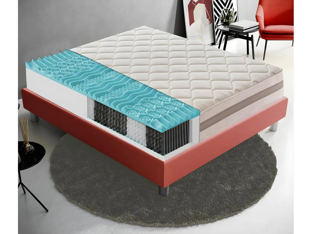 Matelas à Ressorts Ensachés Et Mousse Mémoire 9 Zones De Confort Hauteur 22 Cm 200x200 Cm 3 Matelas à Ressorts Ensachés Et Mousse Mémoire 9 Zones De Confort Hauteur 22 Cm 200x200 Cm