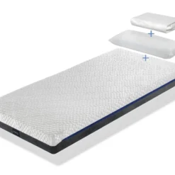 PACK Matelas Ressorts Ensaches 80X200X20 CM PLATON SPRING + 1X Oreiller A Memoire + 1X Protege Matelas,