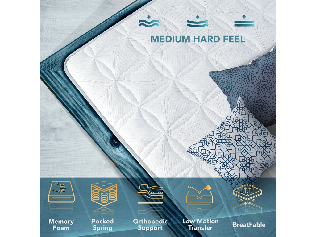 Matelas Double À Ressorts Ensachés 140x190cm Et Mousse À Mémoire De Forme - Housse Amovible 5 Matelas Double À Ressorts Ensachés 140x190cm Et Mousse À Mémoire De Forme - Housse Amovible – Image 3