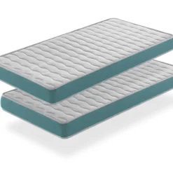 LOT X2 Matelas En Mousse Respirante 70X190 EKOZEN, Epaisseur 14 CM , Ergonomique Et Adaptable