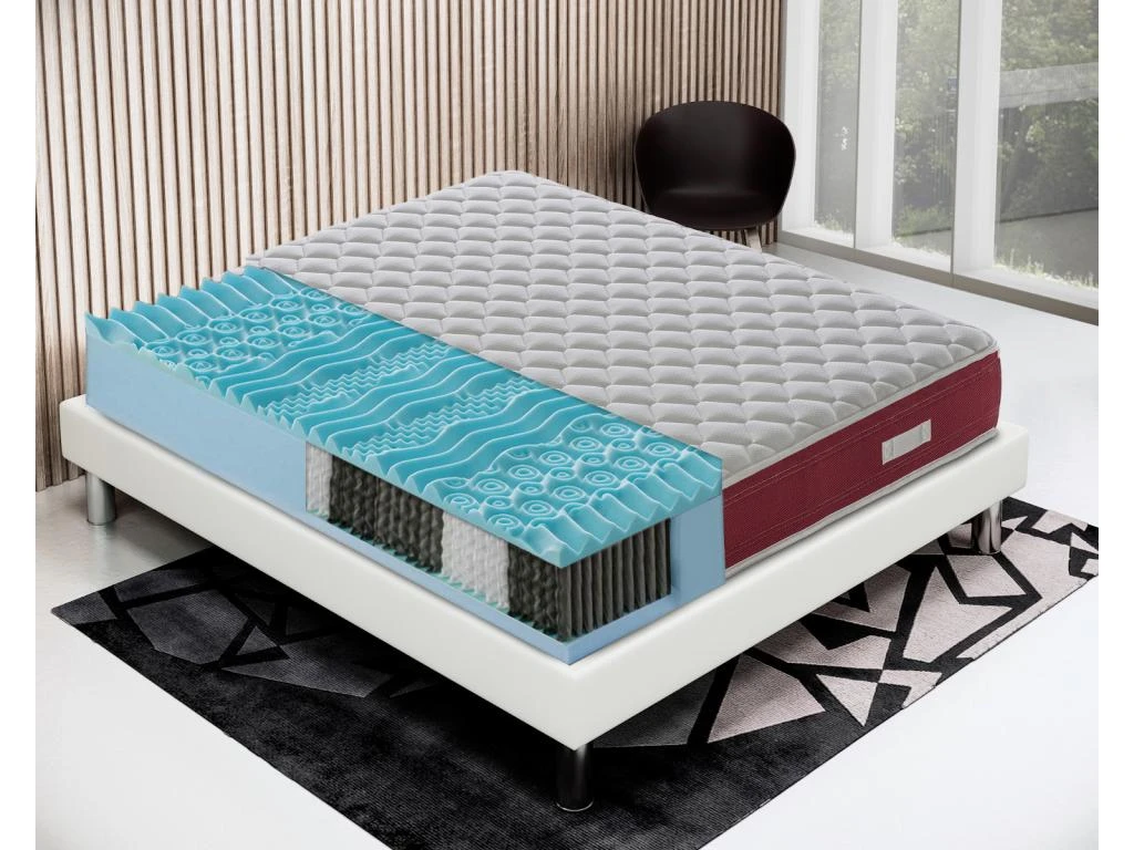Matelas à Ressorts Ensachés Et Mousse Mémoire - 9 Zones Différentes 150x190 Cm 3 Matelas à Ressorts Ensachés Et Mousse Mémoire - 9 Zones Différentes 150x190 Cm