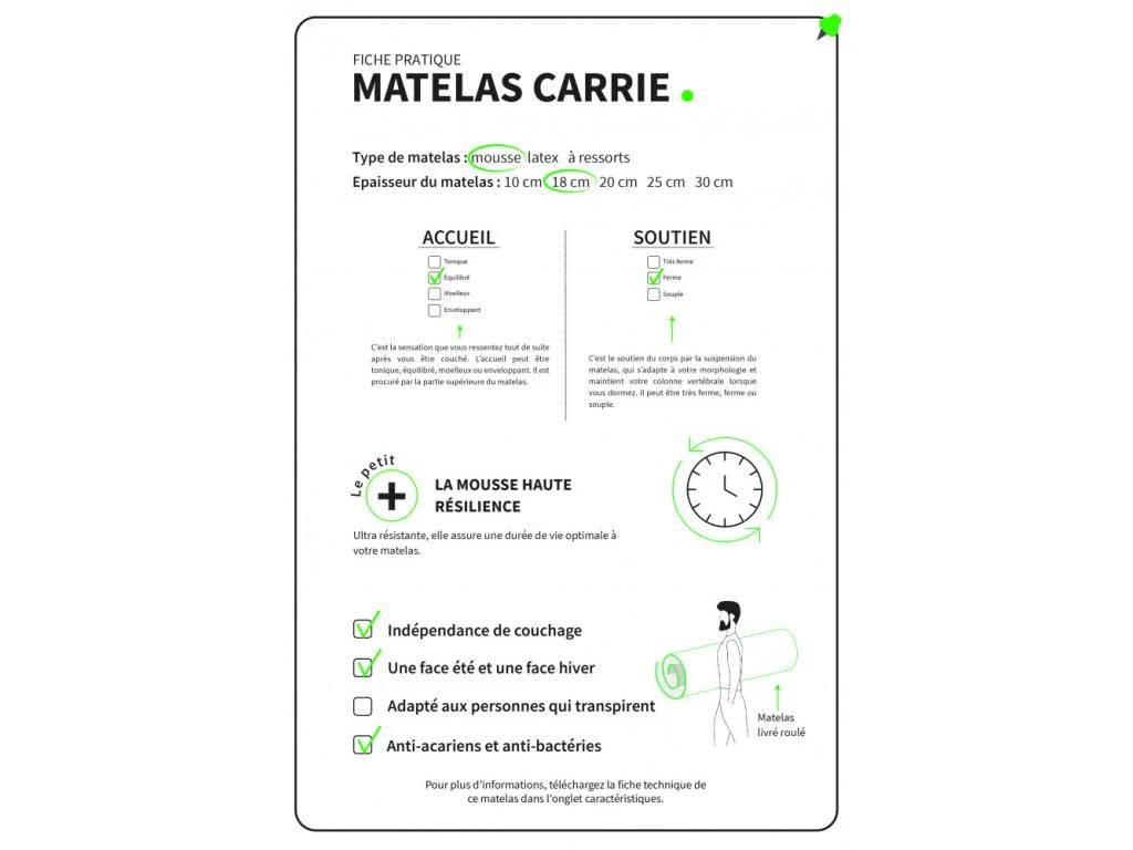 Matelas Mousse Haute Résilience CIRRUS - Made In France Dimensions - 90 X 190 Cm 9 Matelas Mousse Haute Résilience CIRRUS - Made In France Dimensions - 90 X 190 Cm – Image 7