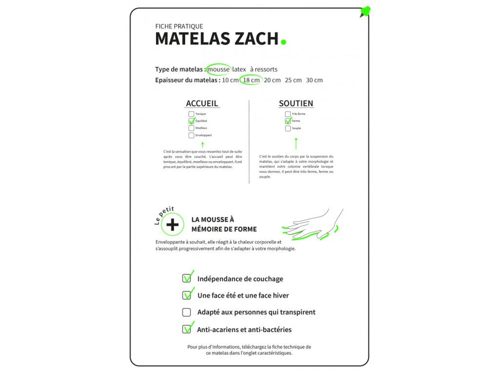 Matelas Mousse à Mémoire De Forme Et Mousse HR ZENITH - Made In France Dimensions - 90 X 190 Cm 9 Matelas Mousse à Mémoire De Forme Et Mousse HR ZENITH - Made In France Dimensions - 90 X 190 Cm – Image 7