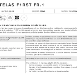 Matelas Simmons First FR.1 - 600 Ressorts Ensachés SenSoft Evolution 160x200 -Sominova Soldes Boutique matelas 21140951