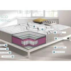Matelas 90x200 Visco Spring | Ressorts Ensachés Et Mousse Hr Haute Densité | Epaisseur 26 Cm | 11 Zones De Confort - Système Multicouche -Sominova Soldes Boutique matelas 21962877