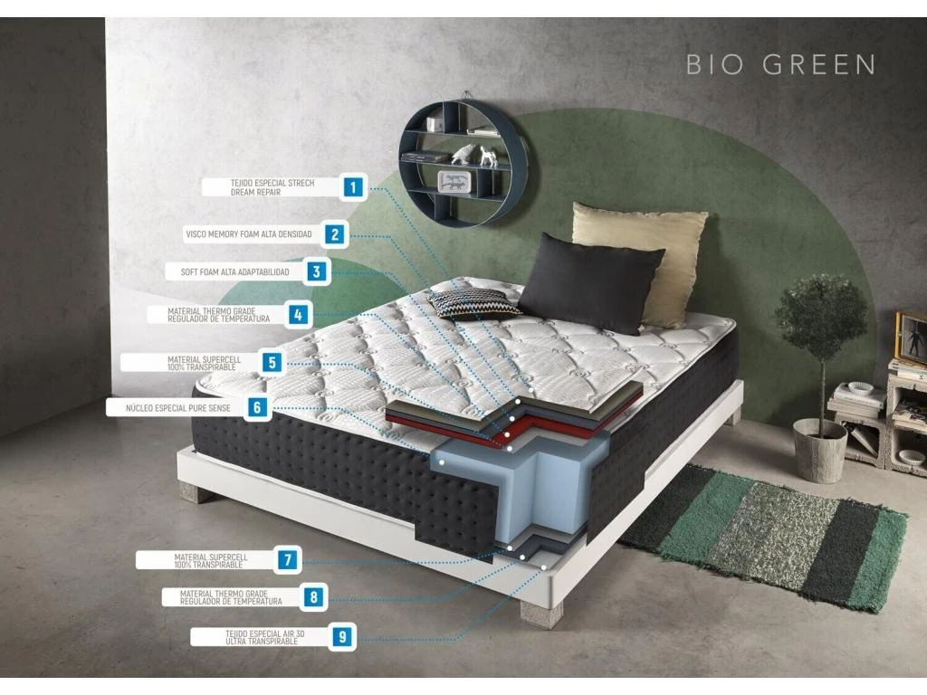 Matelas 120x190 Bio Green | Mousse á Memoire De Forme Bio Pur® | épaisseur 30 Cm | Hypoallergénique | Anatomique - Certifié Oeko-tex® 6 Matelas 120x190 Bio Green | Mousse á Memoire De Forme Bio Pur® | épaisseur 30 Cm | Hypoallergénique | Anatomique - Certifié Oeko-tex® – Image 4