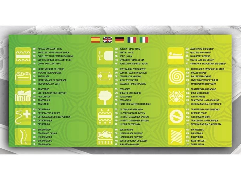 Matelas 120x190 Bio Green | Mousse á Memoire De Forme Bio Pur® | épaisseur 30 Cm | Hypoallergénique | Anatomique - Certifié Oeko-tex® 7 Matelas 120x190 Bio Green | Mousse á Memoire De Forme Bio Pur® | épaisseur 30 Cm | Hypoallergénique | Anatomique - Certifié Oeko-tex® – Image 5