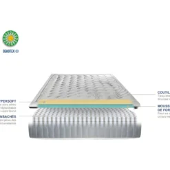 OLYMPE LITERIE | Matelas PHIGALIE 90x190 Cm | Ressorts Ensachés | Soutien Ferme -Sominova Soldes Boutique matelas 22266763