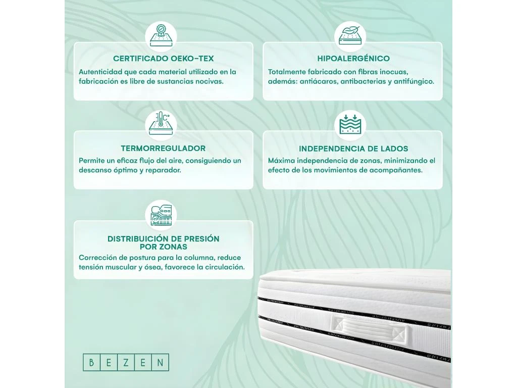 Bezen Matelas à Ressorts Ensachés Mónaco Effet Relax |26 Cm | 80X200 9 Bezen Matelas à Ressorts Ensachés Mónaco Effet Relax |26 Cm | 80X200 – Image 7