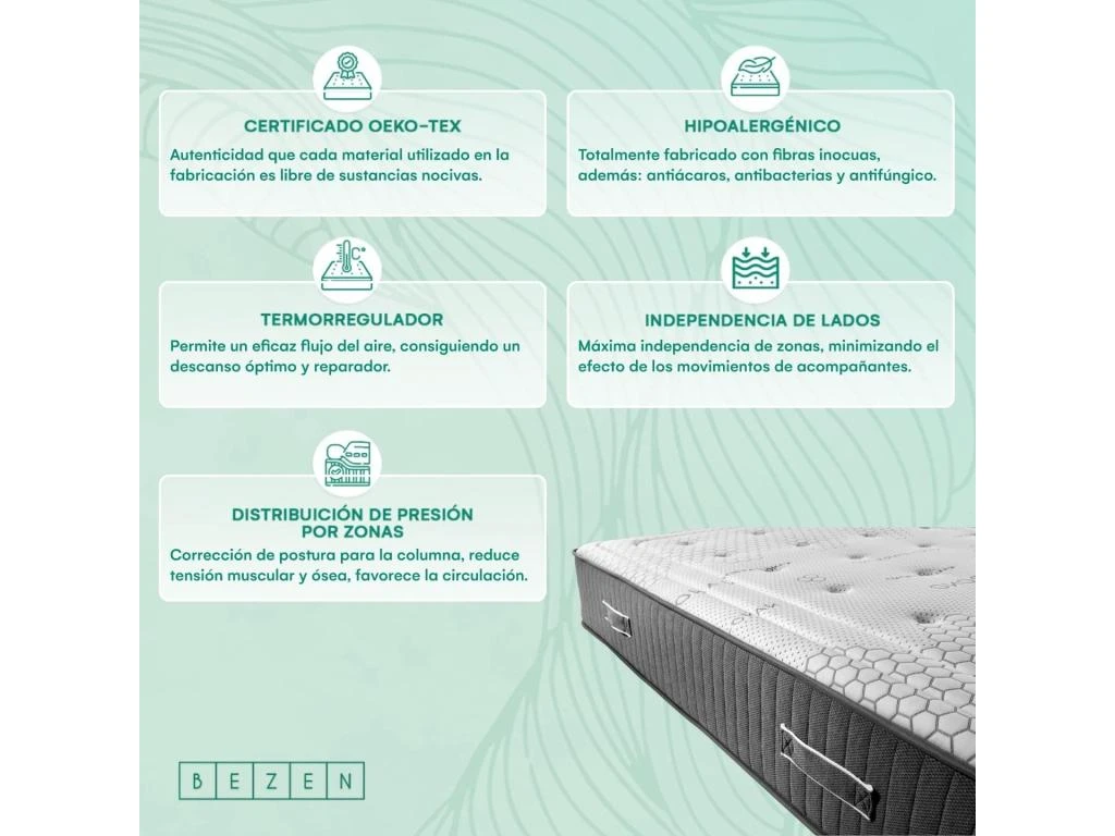Bezen Matelas à Ressorts Ensachés Mandala Grand Hôtel | 30 Cm | 120X190 9 Bezen Matelas à Ressorts Ensachés Mandala Grand Hôtel | 30 Cm | 120X190 – Image 7