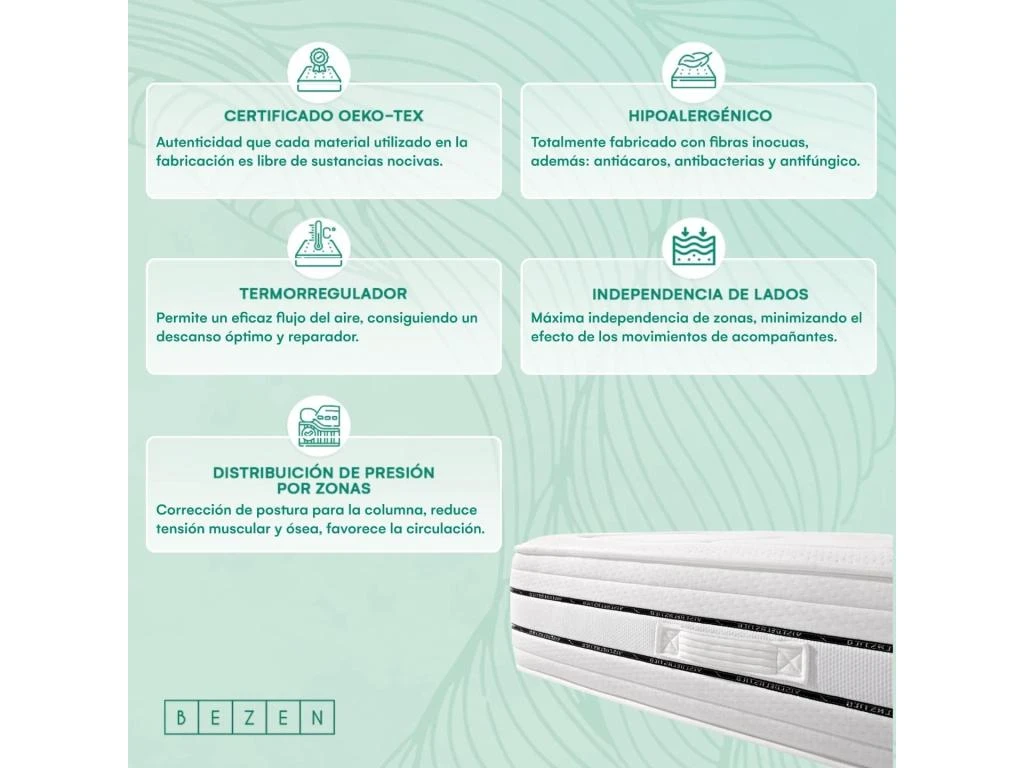 Bezen Matelas à Ressorts Ensachés Mónaco Effet Relax |26 Cm | 140X200 9 Bezen Matelas à Ressorts Ensachés Mónaco Effet Relax |26 Cm | 140X200 – Image 7