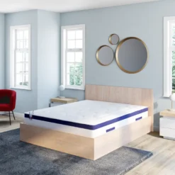 Matelas 140 X 190 Cm Ressorts Ensachés 7 Zones Mémoire De Forme Dessin Placé ép.30cm Bleu - MARQUIS De DREAMEA -Sominova Soldes Boutique matelas 8525347