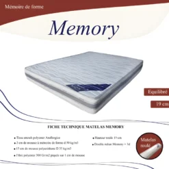 Matelas à Mémoire De Forme MEMORY 180 X 200 Cm