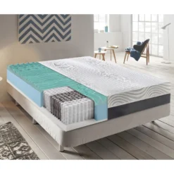 Matelas à Ressorts Ensachés - Mémoire De Forme - à 9 Zones Avec Revêtement Amovible Modèle Bacio 160x200 Cm