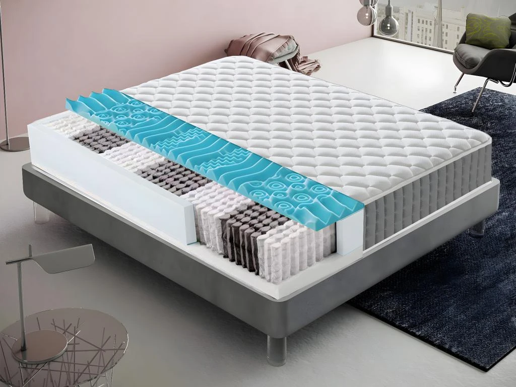 Matelas à Ressorts Ensachés Mémoire De Forme 9 Zones Différenciées Orthopédie - Anatomique - 180x200 Cm 3 Matelas à Ressorts Ensachés Mémoire De Forme 9 Zones Différenciées Orthopédie - Anatomique - 180x200 Cm