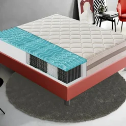 Matelas à Ressorts Ensachés Et Mousse Mémoire 9 Zones De Confort Hauteur 22 Cm 180x200 Cm