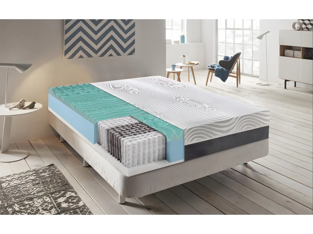 Matelas à Ressorts Ensachés - Mémoire De Forme - à 9 Zones Avec Revêtement Amovible Modèle Bacio 140x190 Cm 3 Matelas à Ressorts Ensachés - Mémoire De Forme - à 9 Zones Avec Revêtement Amovible Modèle Bacio 140x190 Cm